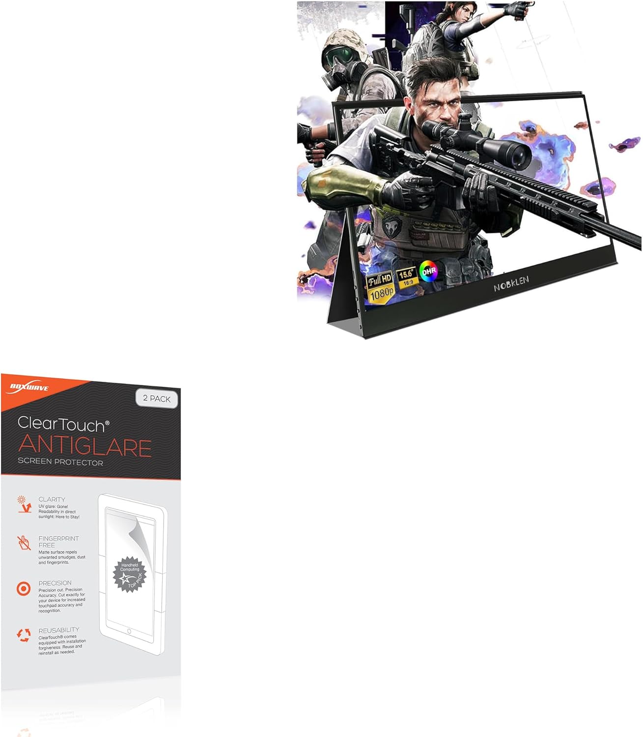 BoxWave Screen Protector Compatible with NOBKLEN Portable Monitor Computer Display (15.6 in) - ClearTouch Anti-Glare (2-Pack), Anti-Fingerprint Matte Film Skin