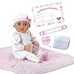 Adora 16 Inch Girl Baby Doll with Accessories Purple Matching 9-Piece Set Including a Pacifier, Hospital, Bracelet, Diaper, and More Gift for Toddlers Ages 3+ Adoption Babies Collection - Cherish