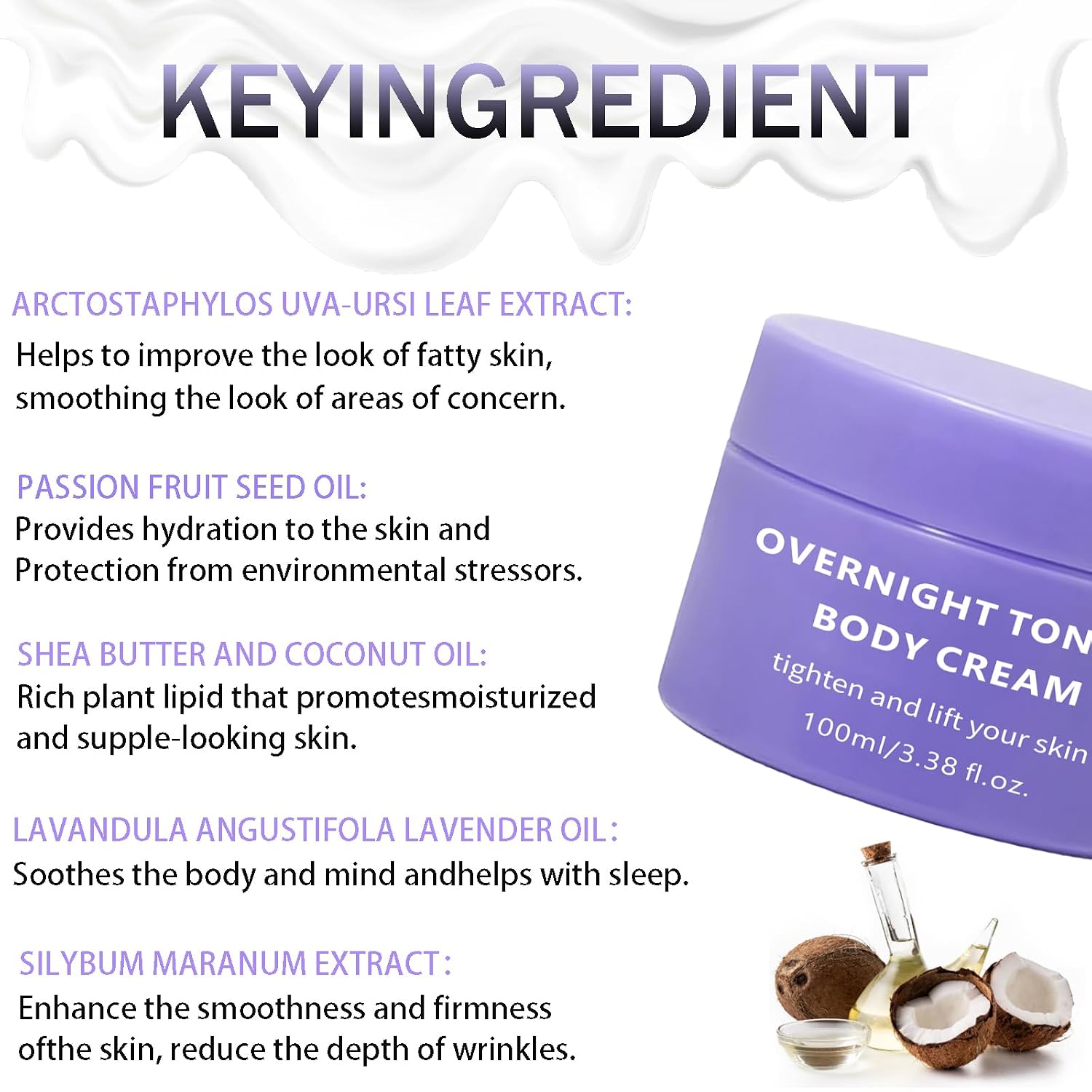 Get Cream Overnight Toning Whip, Body Firming Whip, Anti-Wrinkle Skin Tightening Gel for All Skin Types Anti-Wrinkle Tightening