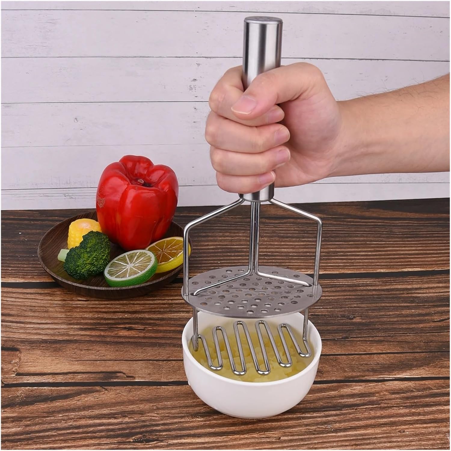 Compatible For 2pc Stainless Steel Potato Masher Household Manual Pressure Sweet