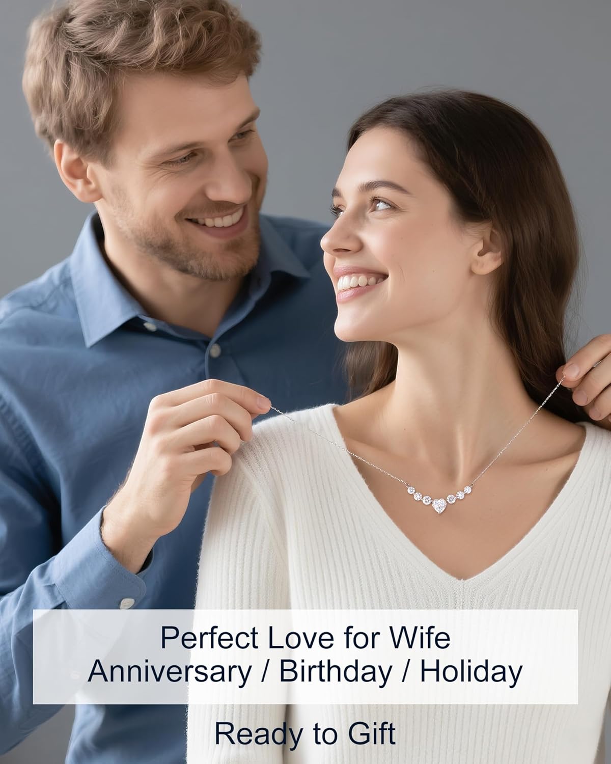 Moissanite Necklace for Women, 1.7-7.6 Carat Heart Necklace Engraved 'I LOVE YOU' Gift for Wife, Wedding Anniversary Birthday Gifts for Women, Jewelry Gifts for Her Wife Mom Girlfriend Lady - Image 5