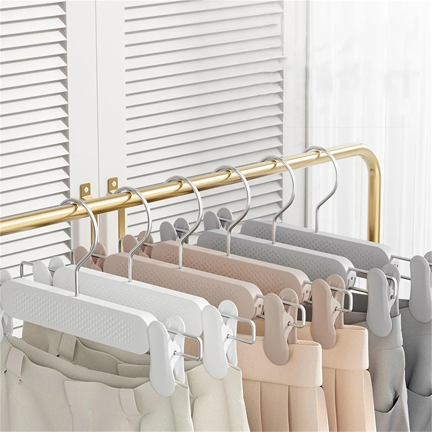 Hangers with Clips 10PCS Plastic Strong Non-Slip Pants Hanger Multi-Functional Clothing Store Trousers Hanger New Material Pants Rack with 2-Adjustable Clips(Black)