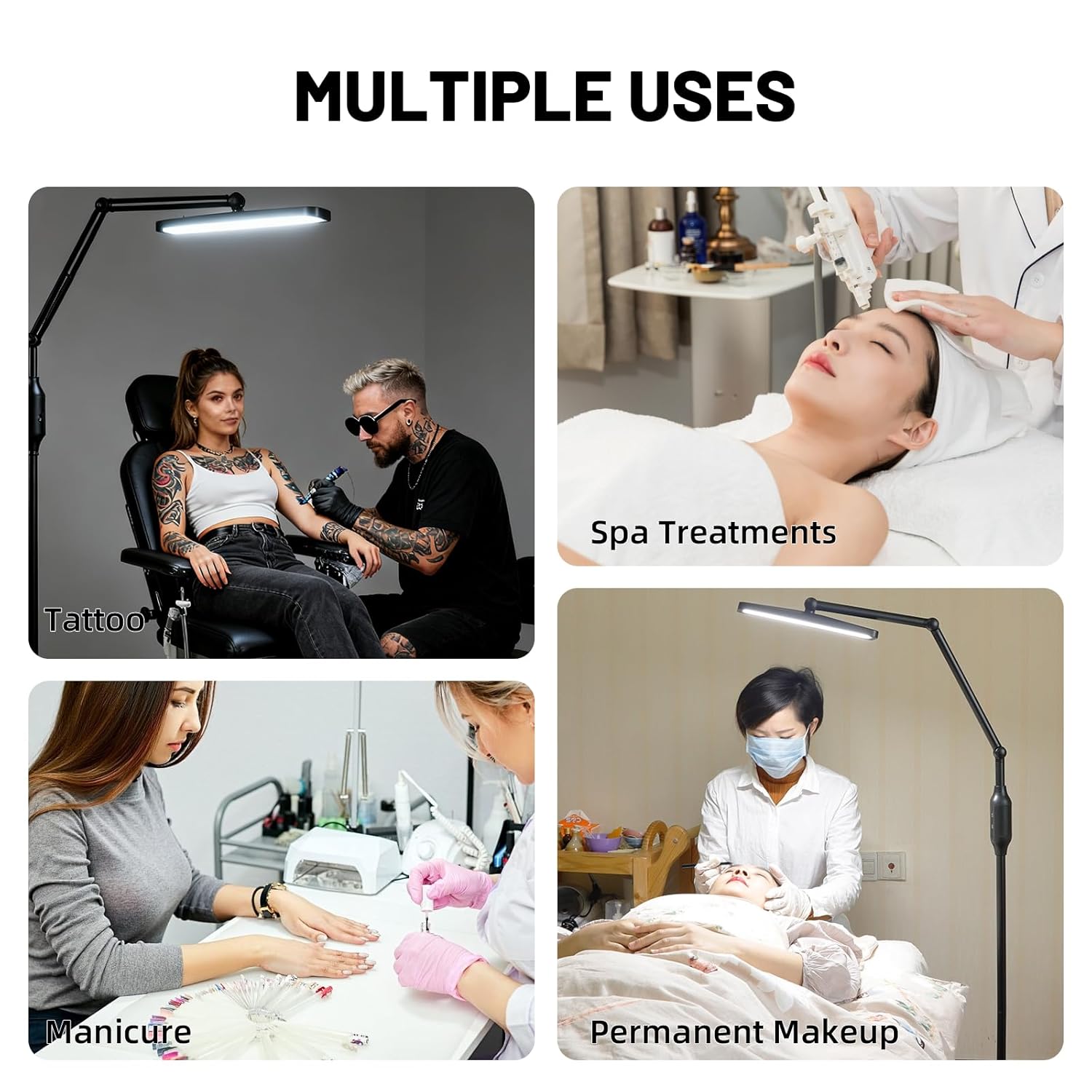 Tattoo Lighting Lamp with Polarized Filter, Adjustable Brightness — Tattoo Vision Glass& CPL, Anti-Glare Tattoo Work Light for Tattoos, Nail, Photograph,360°Rotating