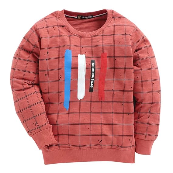 Hopscotch Checks Print Full Sleeves Sweatshirt for Boys