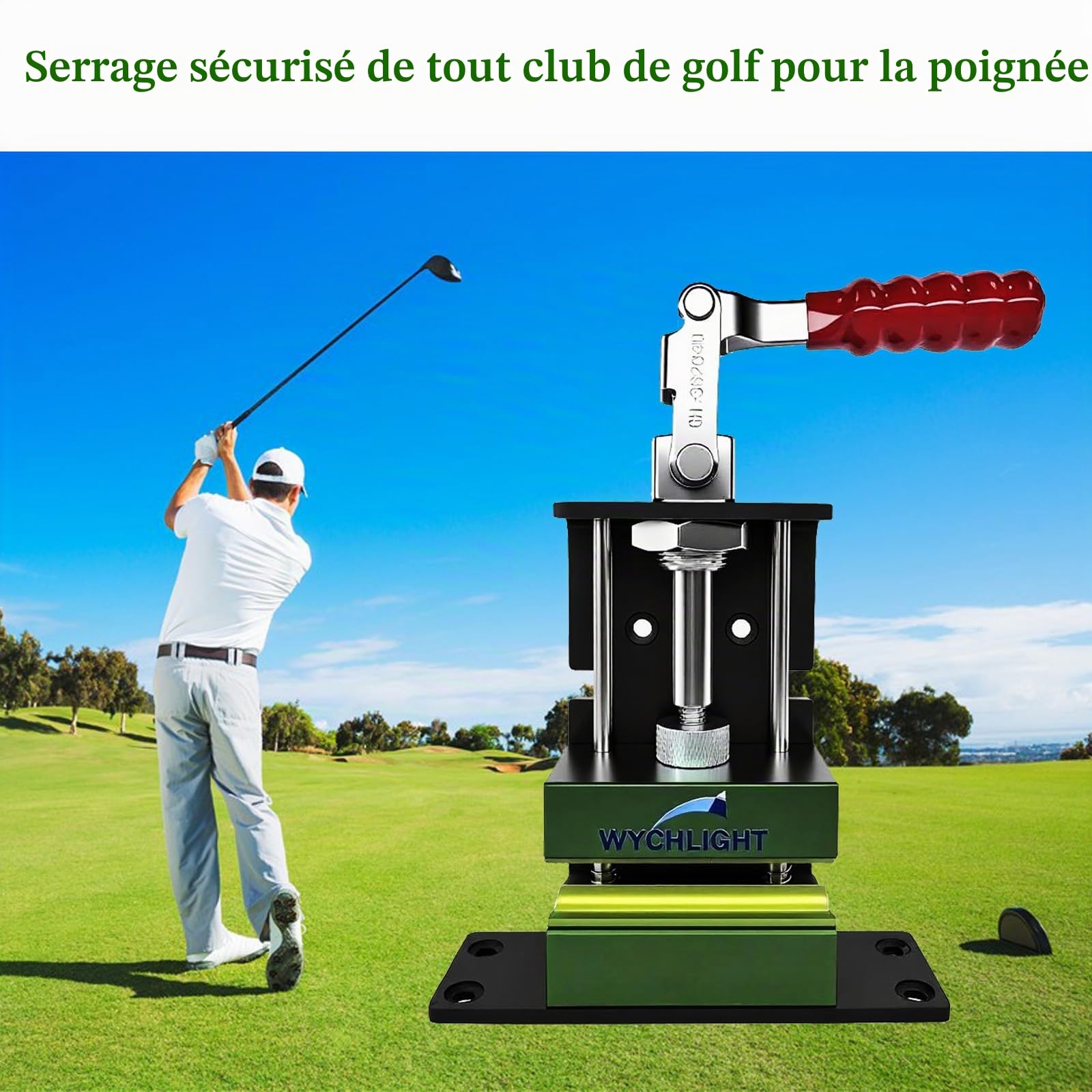 Étau de club de golf amélioré pour regripper, outil de retrait de poignée de golf, kit de regripping de club de golf avec 1 étau de reprise de club de golf, 4 vis, 1 lame de crochet, 10