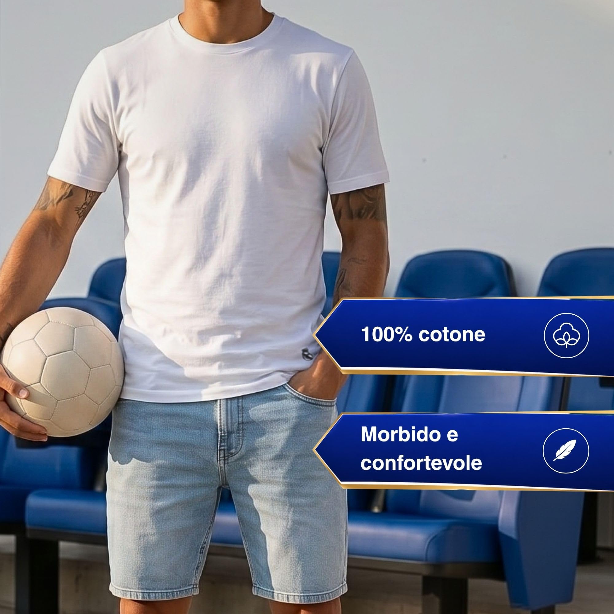 Real Madrid Magliette Uomo, Confezione da 5 – Prodotto con Licenza Ufficiale | Magliette Intime 100% Cotone | Regalo per Tifosi Uomini con Logo