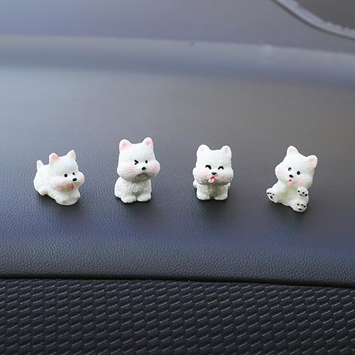 Mini Dog Figurines Car Dashboard Decorations Interior, 4 Pcs Westie