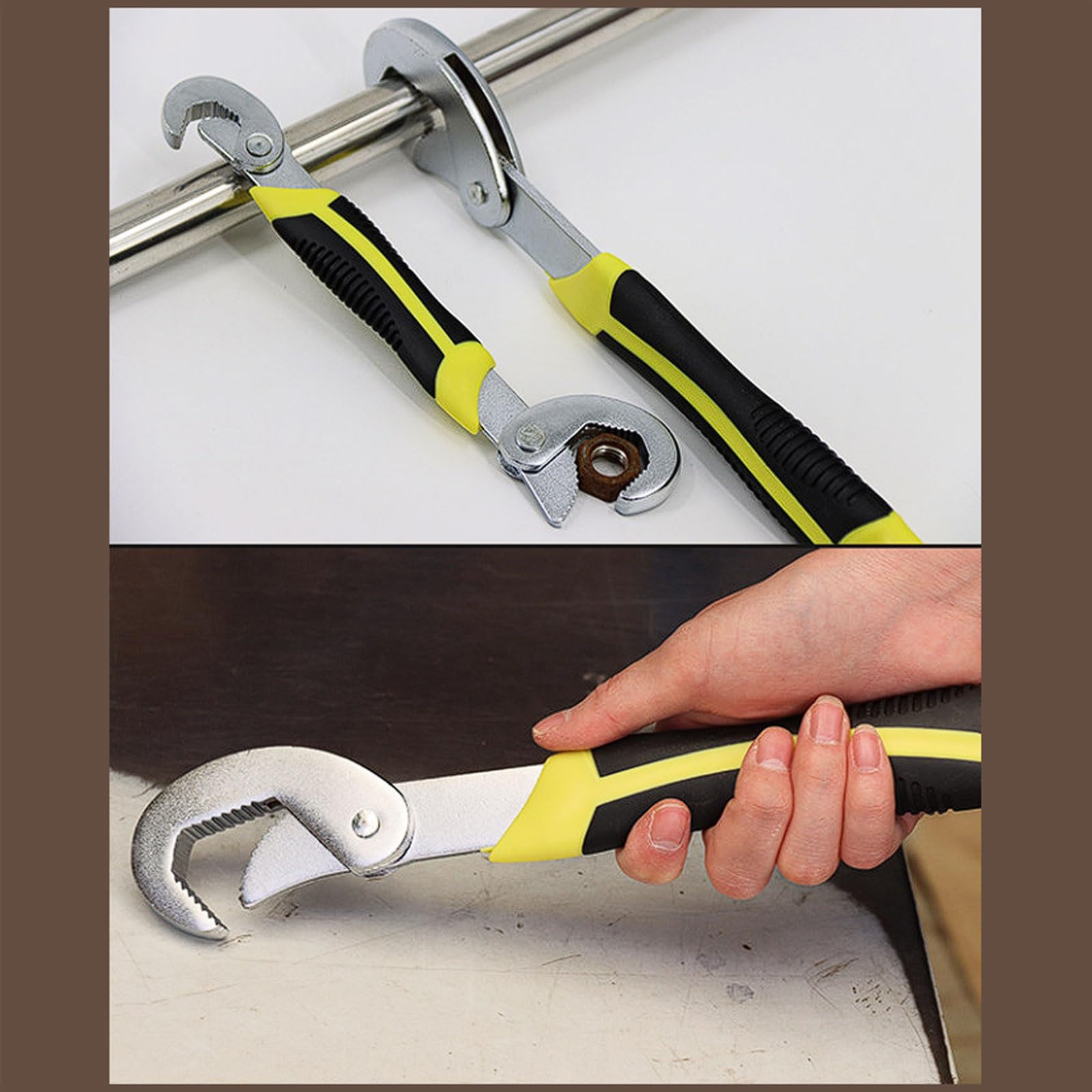 Set di Chiavi Regolabili Multiuso per Tubi, 2 Pezzi a Forchetta con Denti a Tre Lati, Acciaio Alto Carbonio