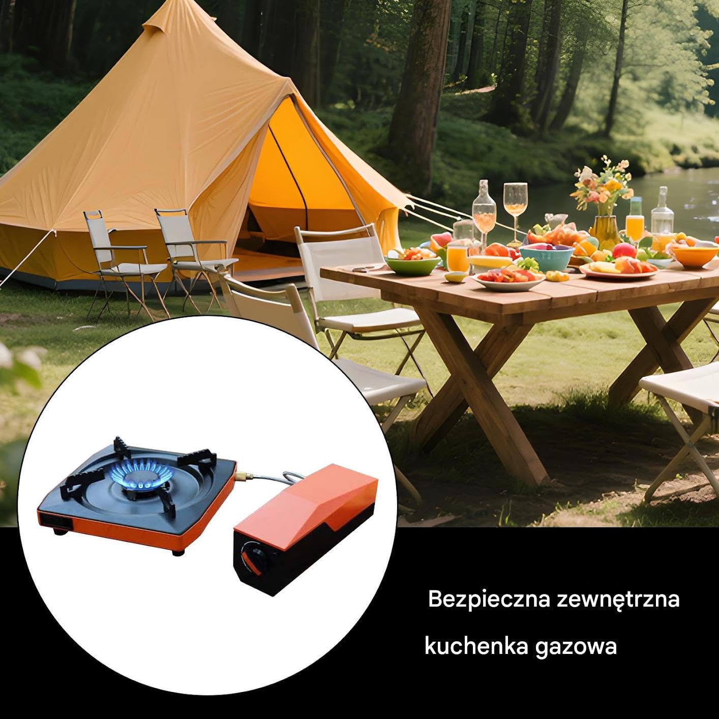 Prany Portable Camping Mały Palnik Do Gotowania Na Zewnątrz | Automatyczne Wyłączanie z Pokrowcem do Smażenia Grillowania Podróży Kuchni