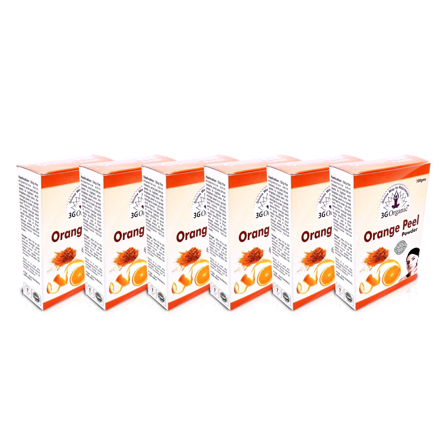 3GOrganic Orange Peel Powder for Healthy Skin 100 Gram (Pack of 6)