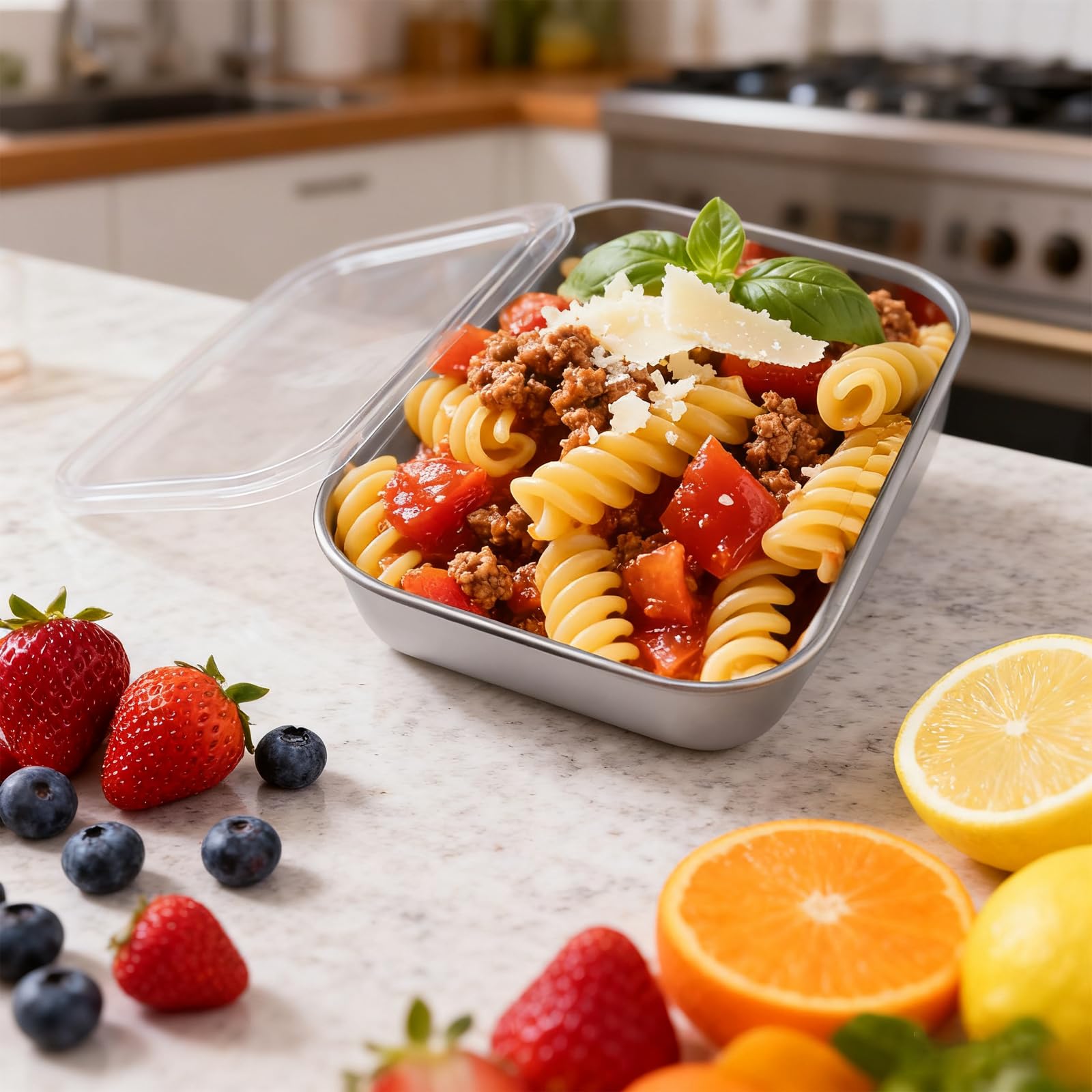HOZEON 10 contenitori per alimenti in acciaio inox con coperchi, impilabili, contenitori per la preparazione dei pasti in ufficio, contenitori ermetici per snack, adatti al congelatore
