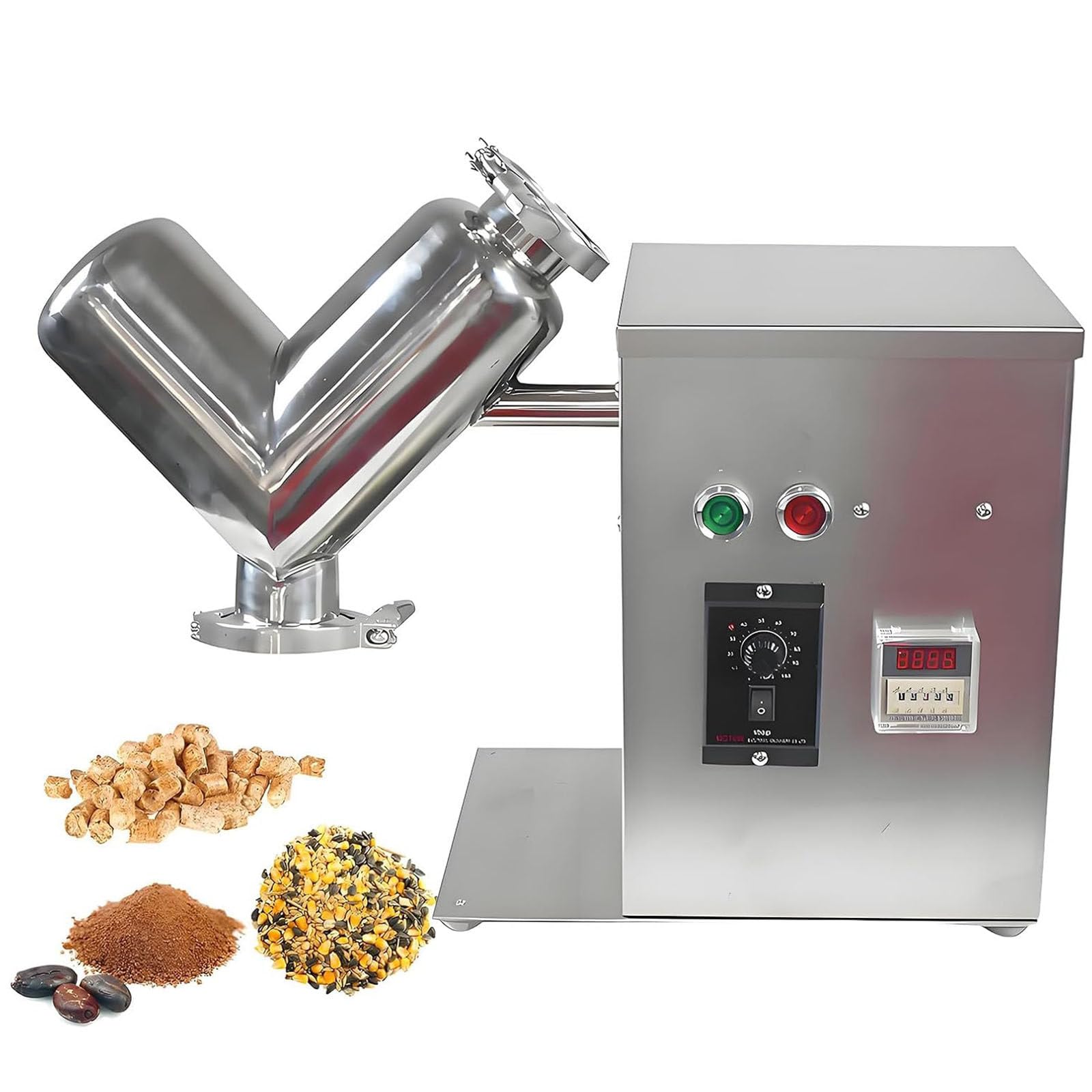 Mieszalnik do proszków typu V o pojemności 2 l, elektryczny blender obrotowy 400 W, laboratoryjny, mieszający, szybkoobrotowy, wielofunkcyjny przypraw, pasz, mąki, zbóż, żywic w proszku
