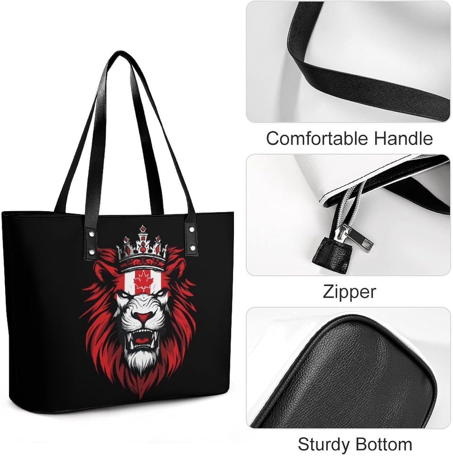 Lion Canada Flag Women's Satchel Handbags Tote Shoulder Bag Purses for Travel Shopping Work