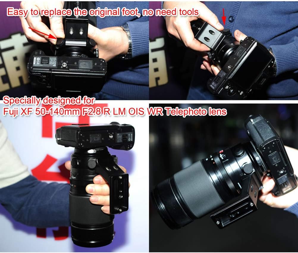 Metal Tripod Mount Ring Camera Lens Replacement Foot Lens Collar Base Support Adapter Stand for Fuji XF 50-140mm F2.8 R LM OIS WR Telephoto Lens with Arca-Swiss Type Quick Release Plate