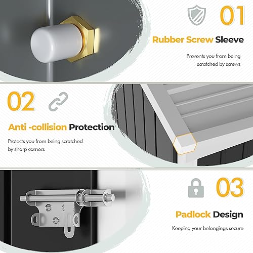 Miniatura 4 de Homall Cobertizo de almacenamiento para exteriores, cobertizos de jardín de metal de 8 x 6 pies y casa de almacenamiento al aire libre con puerta