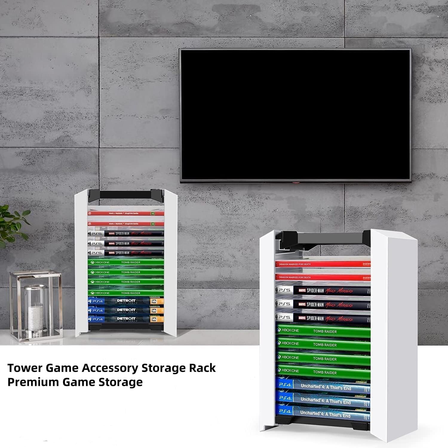 Queen.Y P 5 Premium Game Storage Tower Stand Game Disc Box Storage Rack 12 Games Disc Holder Storage Shelf per Ps5 Game Discs