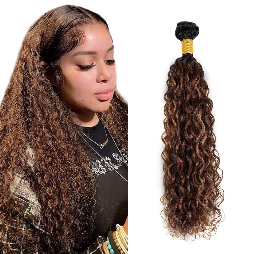 P430 Bundles Highlight Human Hair Bundles Ombre Brown Water Wave Bundle 20 inch #4 Water Wave Bundle 100g - Amazon product rated Grade B