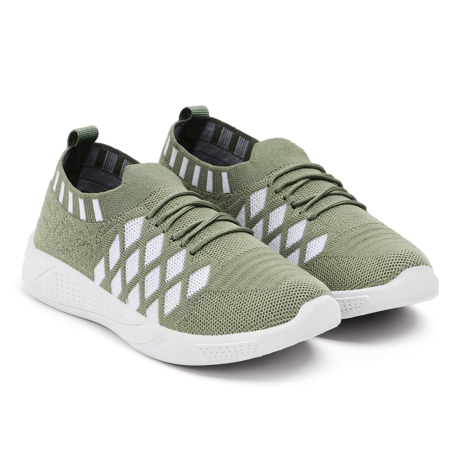 Knitted Walking Shoes with Diamond Pattern, Slip-on Style, Available in Navy Blue, Pink, Pista Green (FLY-05)-image-31