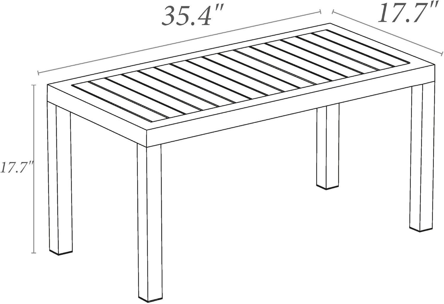 CC Home Furnishings 36" Black Patio Solid Rectangular Patio Resin Coffee Table