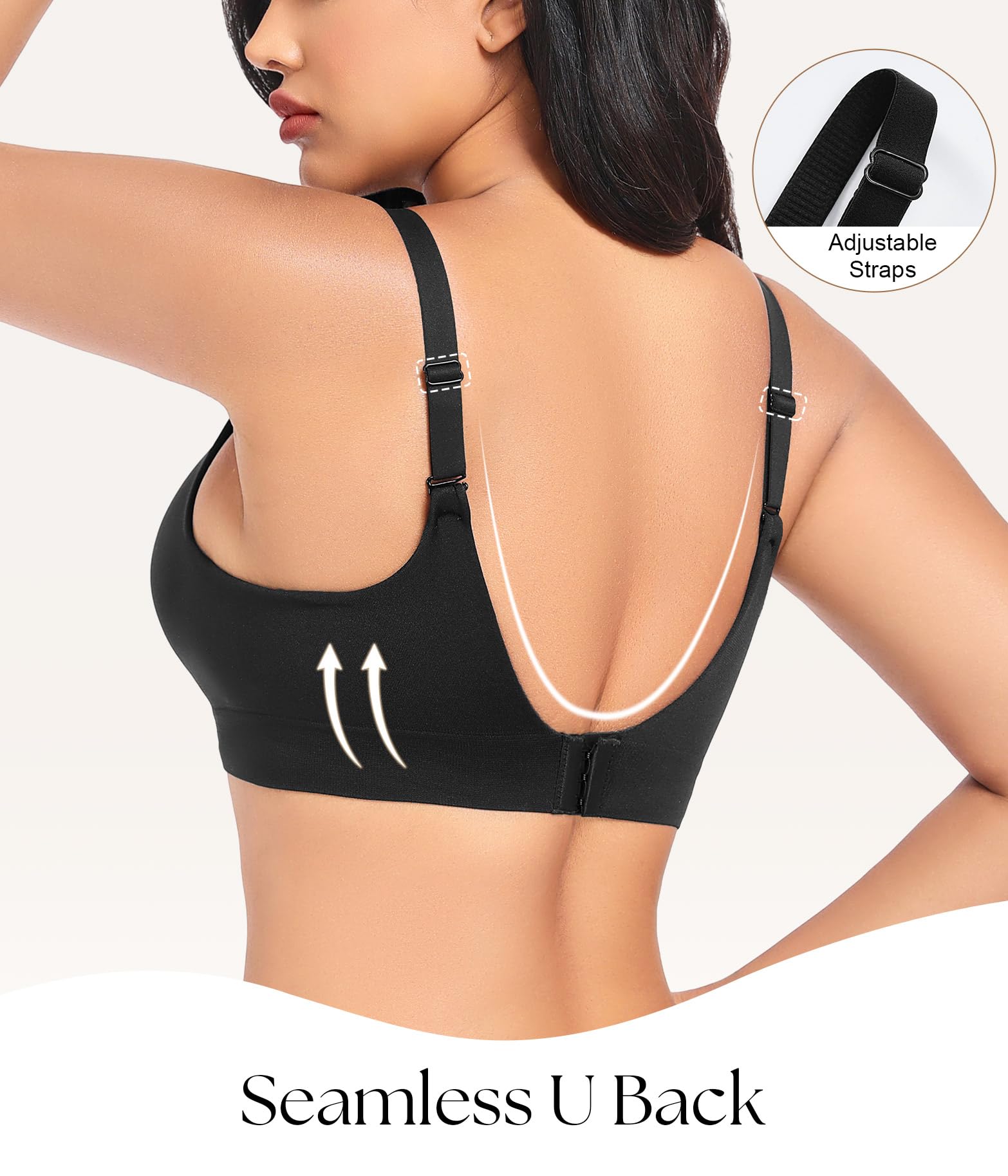 XJBTBA Biustonosze push-up dla kobiet Bez fiszbin Bez fiszbin Bez fiszbin Wsparcie Komfortowe biustonosze do spania dla pań Miękka koszulka Biustonosz bez fiszbin Regular i Plus Size