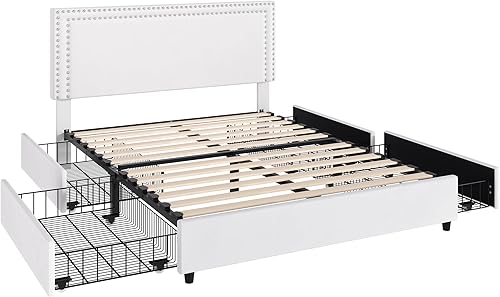 Miniatura 326 de VECELO Base de cama de tamaño matrimonial con cabecera tapizada ajustable, plataforma de listones de madera, diseño sin ruido, fácil montaje Negro