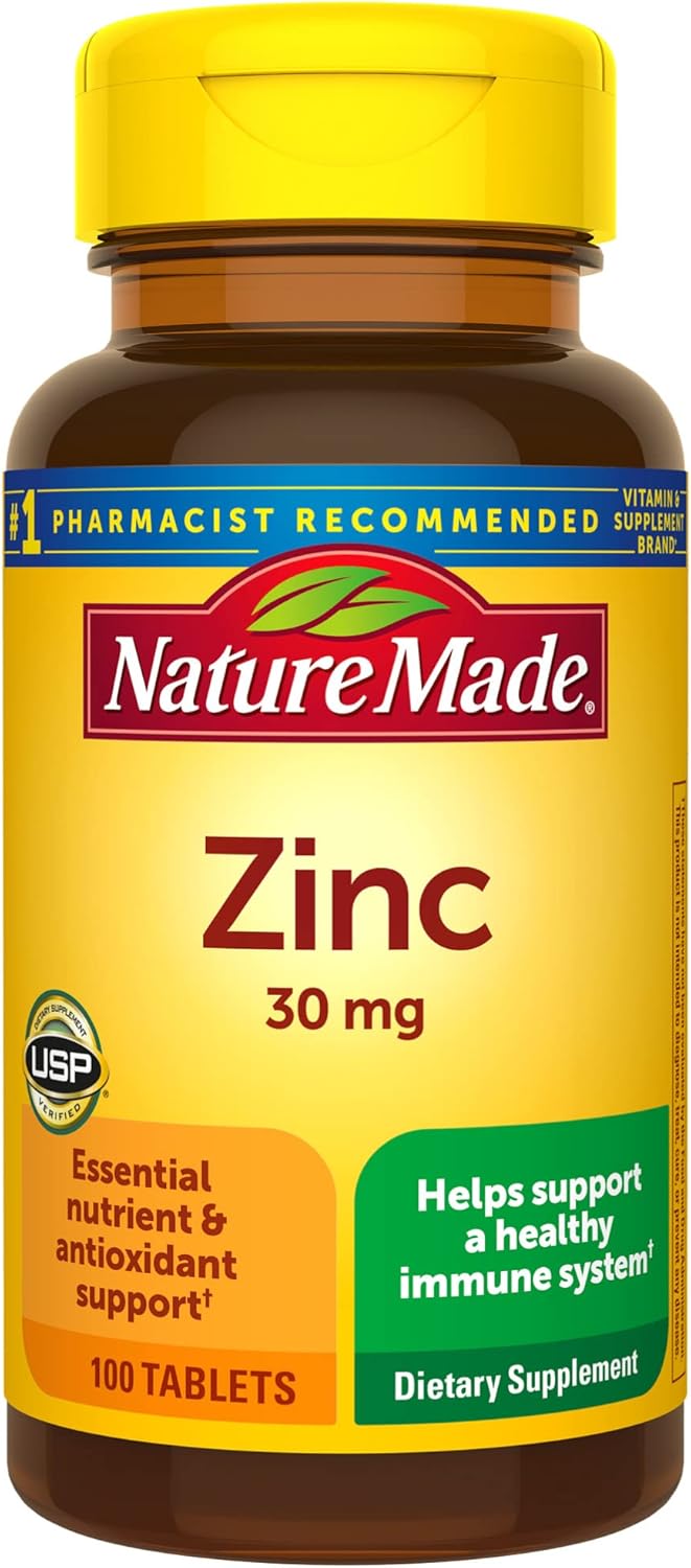 Nature Made Zinc 30 mg, Dietary Supplement for Immune Health and Antioxidant Support, 100 Tablets, 100 Day Supply : Health & Household