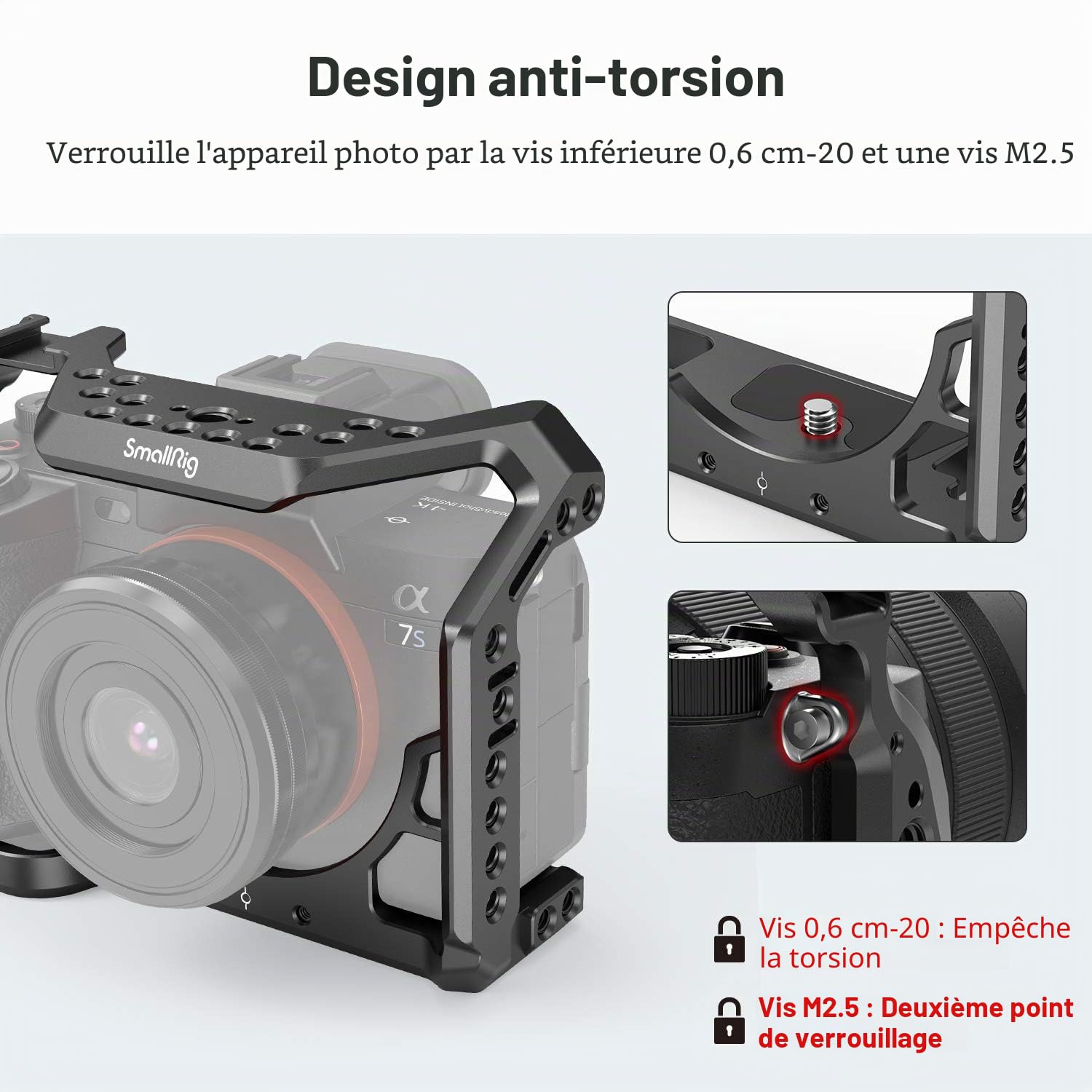 SMALLRIG A1 Cage avec Rail NATO Intégré et Support de Cold Shoe pour Sony A1 & A7S III - 2999