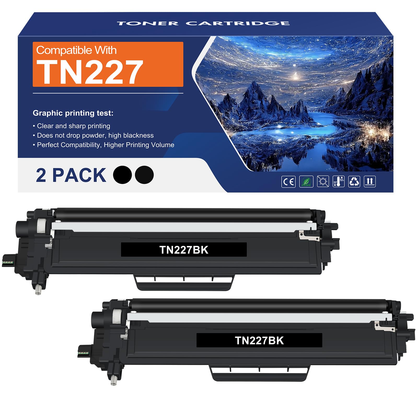 TN227BK TN-227BK TN227 Black MFC-L3770CDW Toner Cartridge Replacement for Brother TN227 TN227BK TN-223BK TN223BK for MFC-L3770CDW HL-L3290CDW