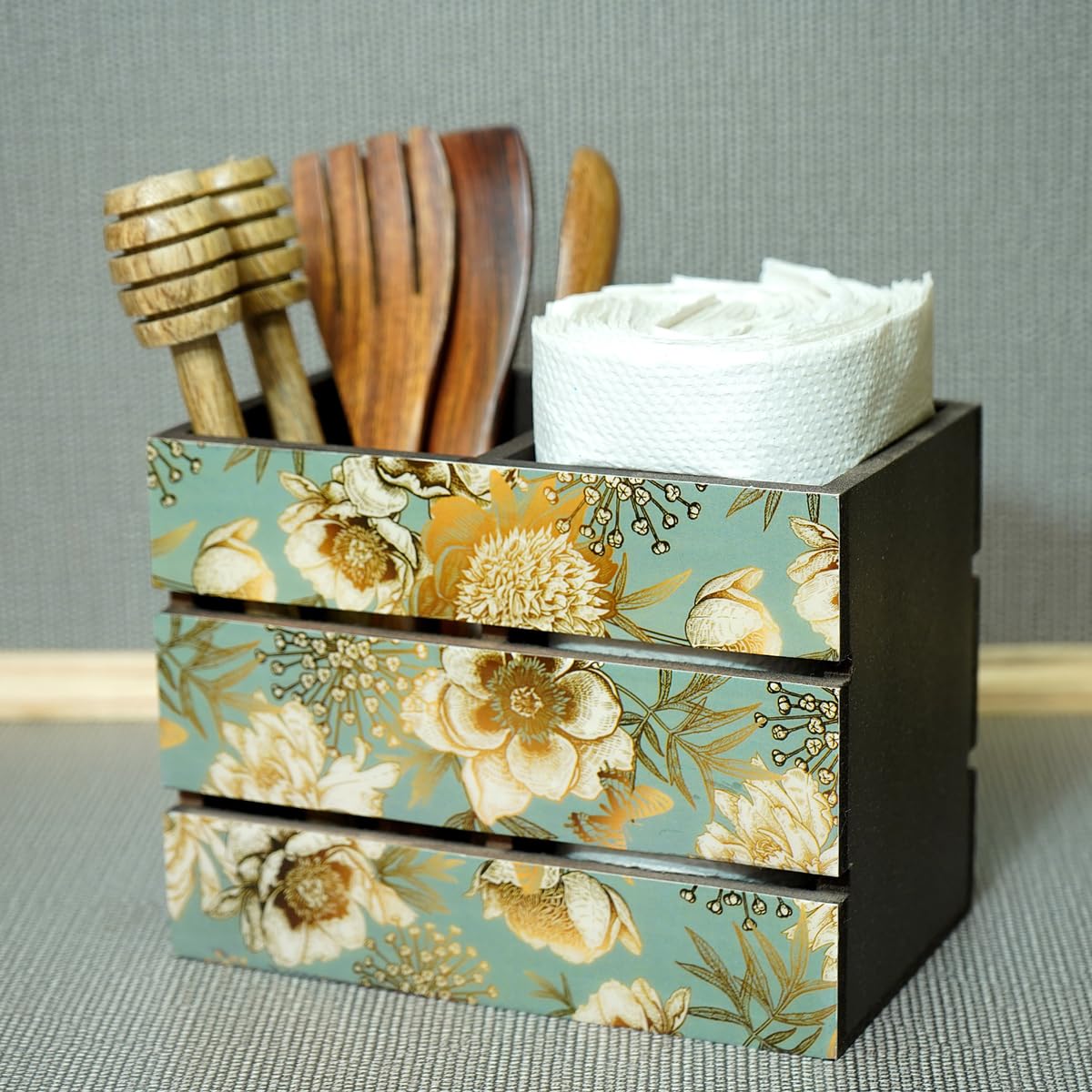 Deseno TWN Wooden Cutlery Holder Spoon Holder Pen Holder Multipurpose Stand Kitchen Rack Countertop Organizer - Spoon Fork Knife Napkin Tissue Paper Holder, Brown (B0D3M3ZX8P) Amazon Price History, Amazon Price Tracker