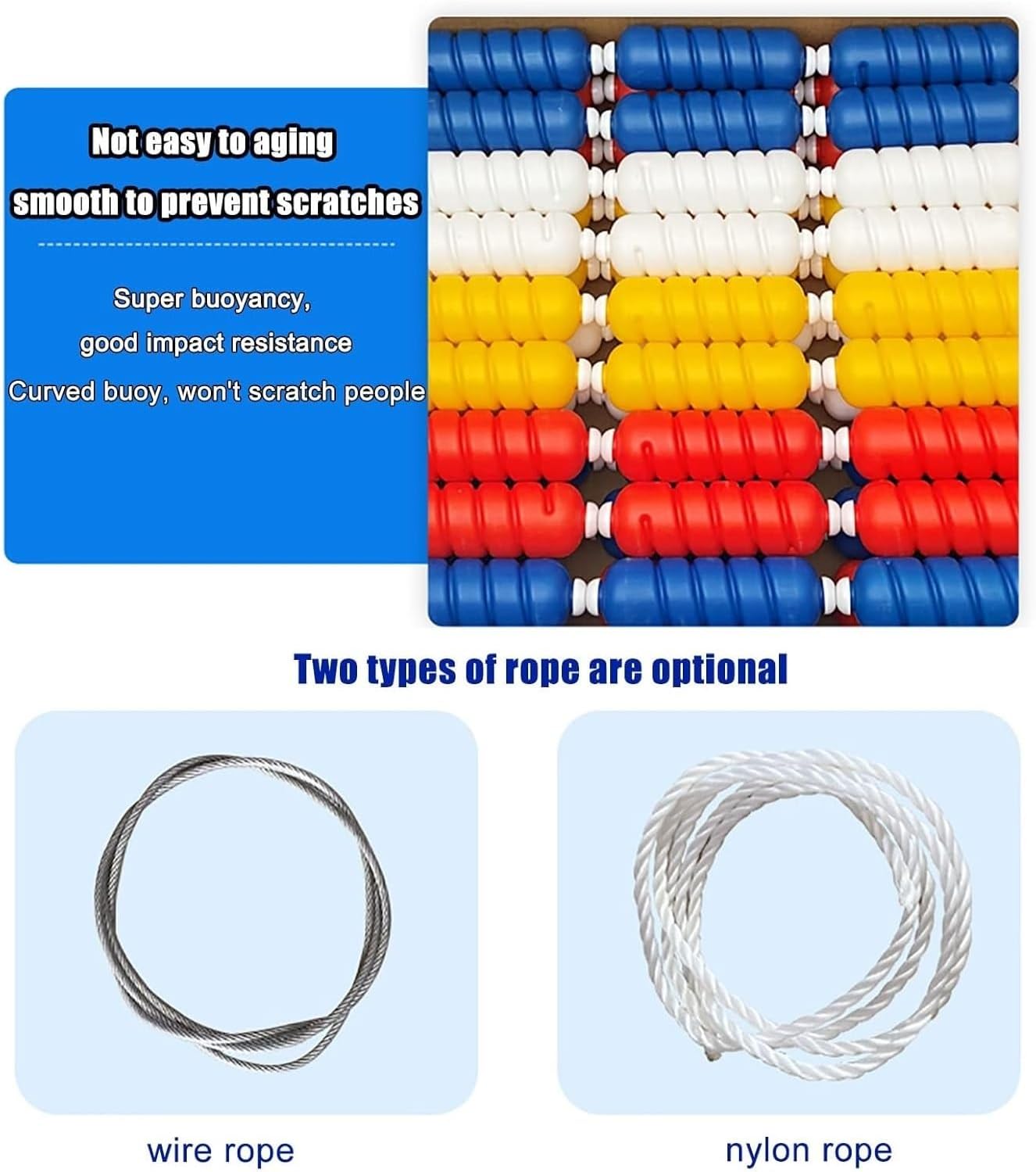 Pool Buoy,Pool Divider Rope Float, Pool Buoy Ball Float Lines with 2 Steel Hooks, Lane to Divide, Safety Divider Rope