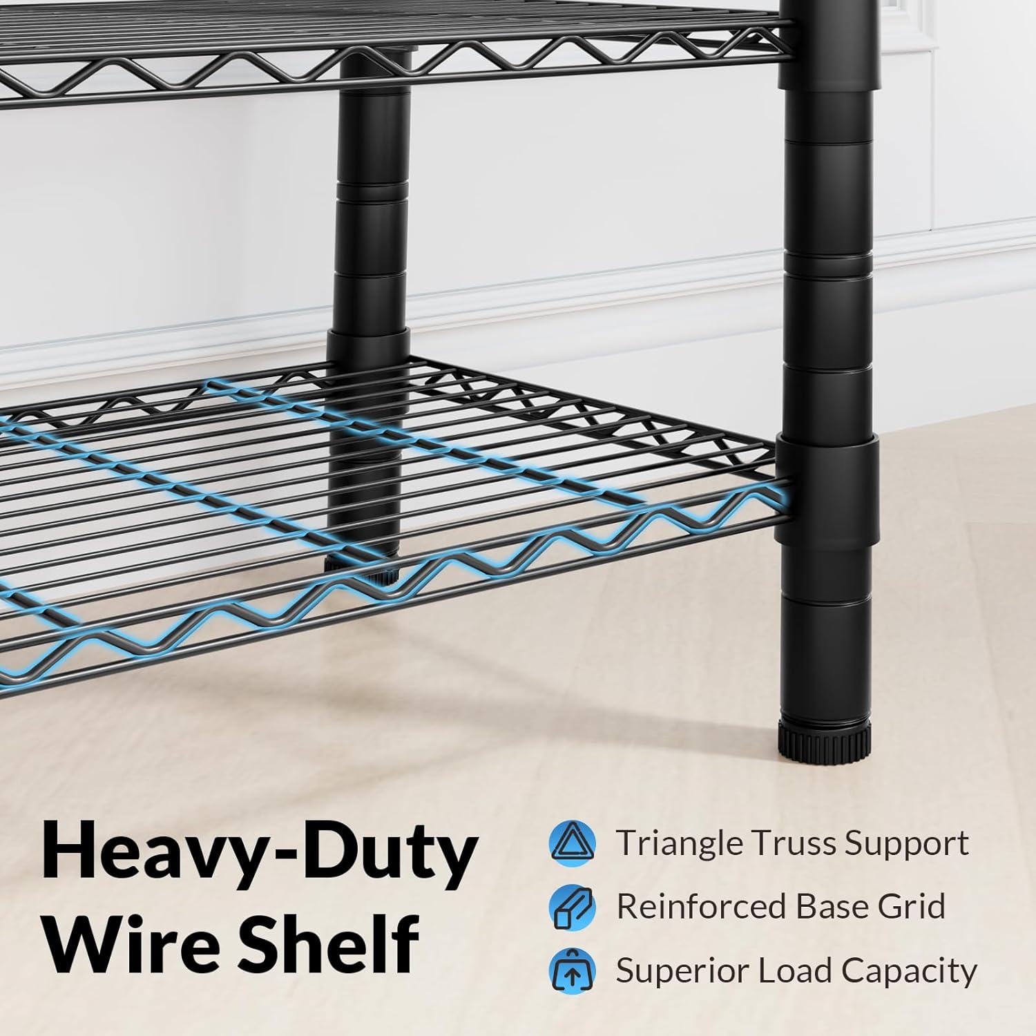 Heavy Duty Clothes Rack (With Adjustable 4 Hanger Rods & 8 Shelves), Freestanding Clothing Racks for Hanging Clothes, Metal Garment Rack 60" x 16" x 76", Closet Organizer Max Load 900LBS, Black