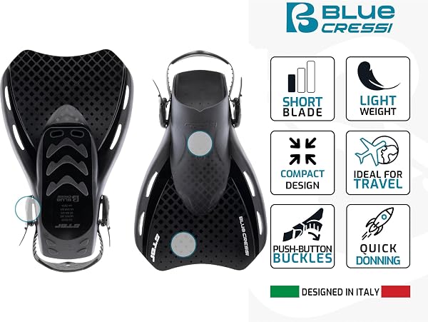 Cressi Star Fins - Pinne Compatte Regolabili con Potente Pala Ventilata e Comoda Scarpetta a Tallone Aperto Ideali per Nuoto Snorkeling Viaggi Unisex Adulto - 3