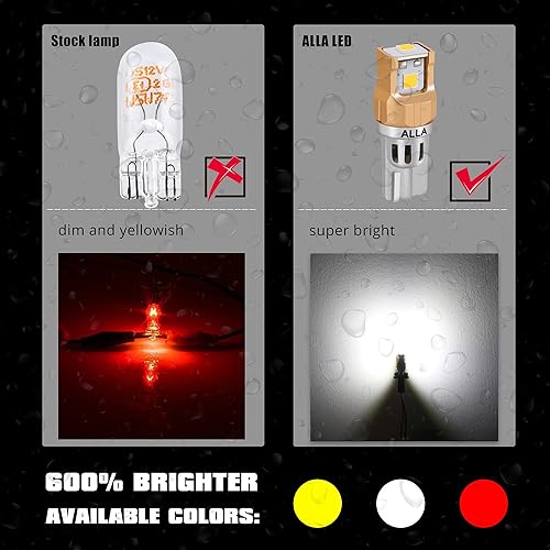 Miniatura 3 de Alla Lighting Bombillas LED T10T15 912 921 194 168 en miniatura, 6000 K, xenón blanco 12 V, súper brillante, reversa, licencia, maletero, luces de