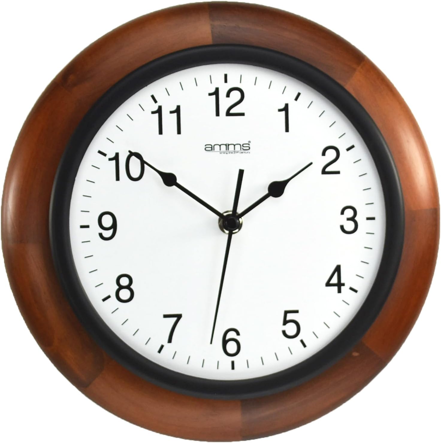 Compact Classic Traditional Silent Sweep Quartz Bold Walnut Finish Wooden Wall clock