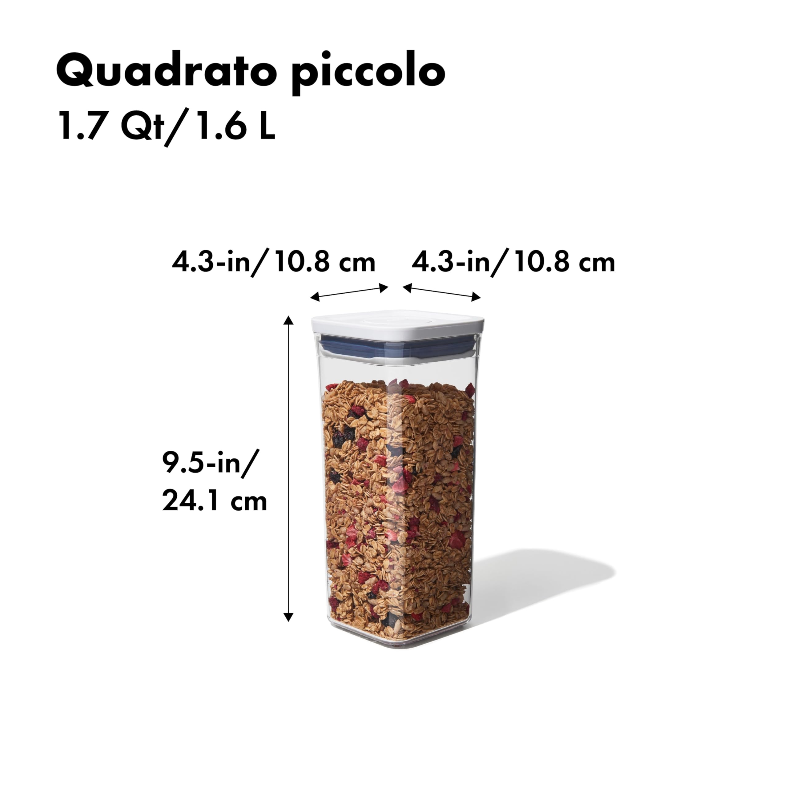 OXO Good Grips Contenitore Alimentare POP, Adatto per Prodotti Granulari e Simili, Trasparente, 1.6 L