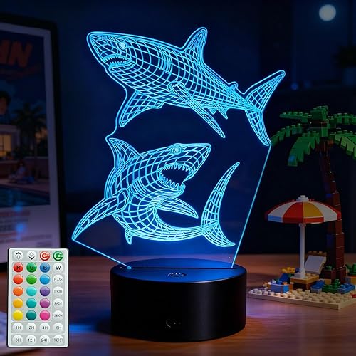 Shark Gifts, Shark 3D Night Light, Underwater Gifts with 16