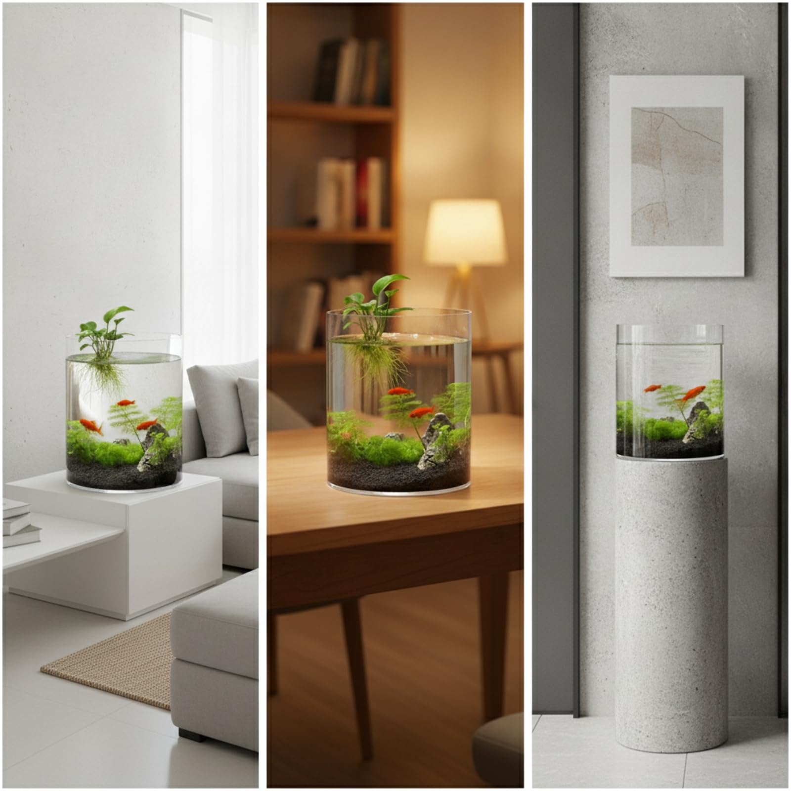 Yajuyi 2 Pièces Poisson en Verre Vase Cylindrique Aquarium Contenant Transparent Verre Solide Grande Clarté Ouverture Haute Adapté à Aquatique Décoration Maison Bureau, Largeur 20 Cm, Hauteur 30 Cm