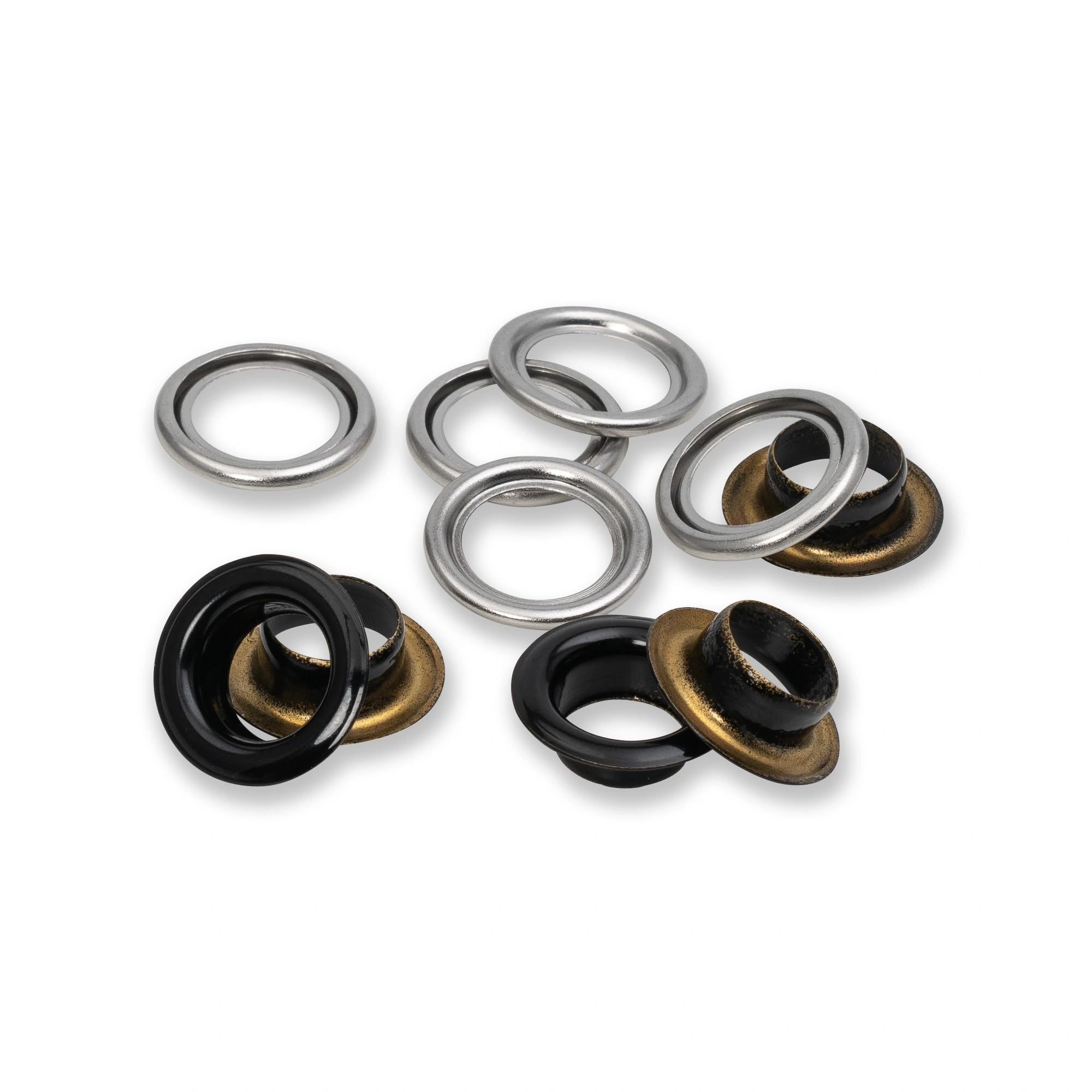 Prym 542542 Eyelets with washers, red/Silver, can be Used with The Vario Creative Tool, Black, Ø 11 mm
