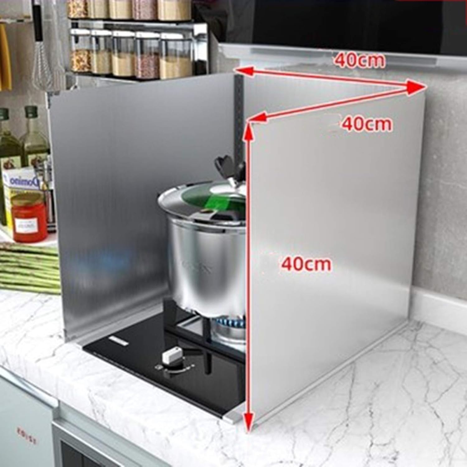Anti Splatter Shield Guard, Nonstick 3 Sided Splatter Guard Cooking Large Insulated Spatter-Proof Oil Barrier High Temperature Resistant Aluminum Foil Board Folding Splashproof Tools,40 * 40 * 40cm