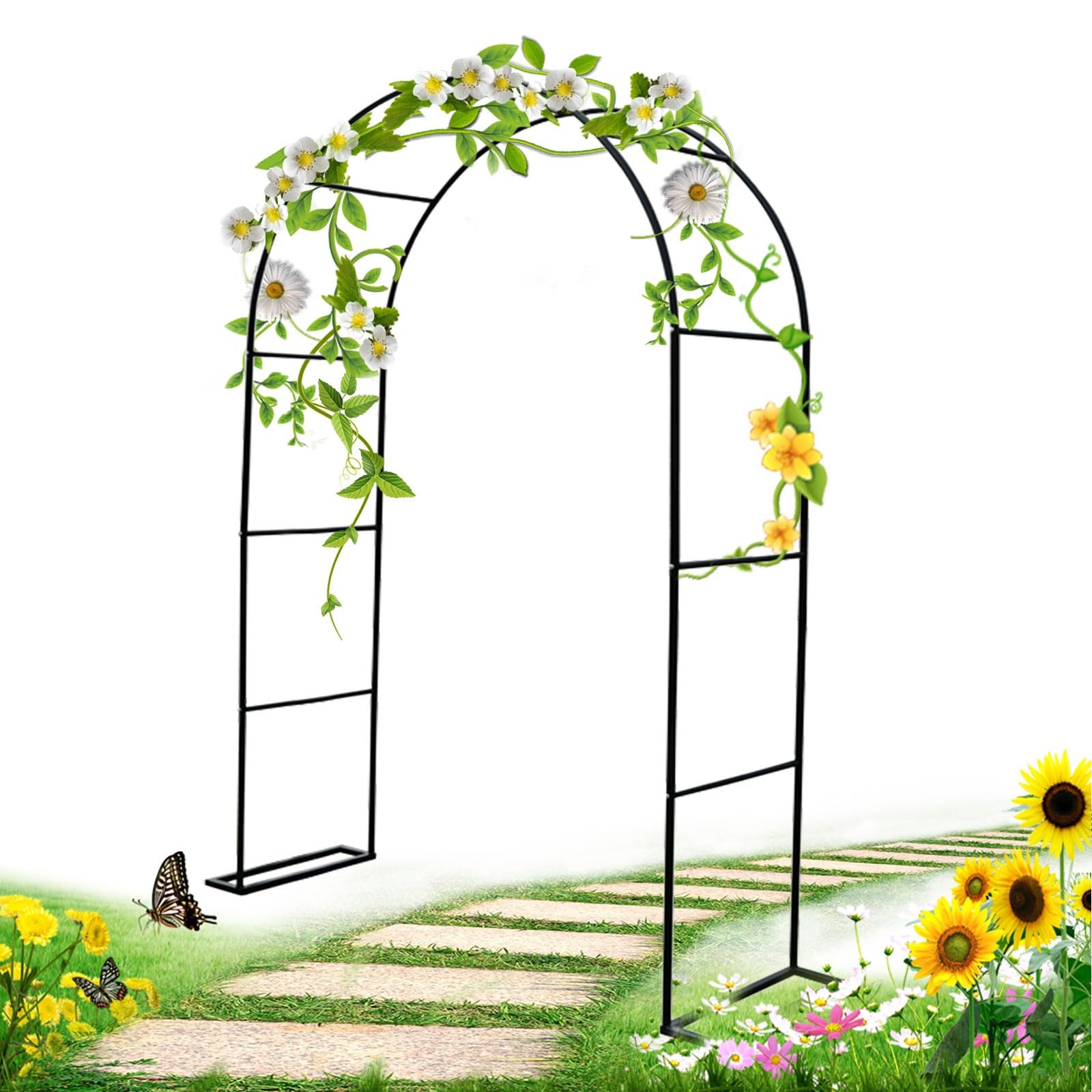 Arche de pergola noire pour sublimer vos allées de jardin