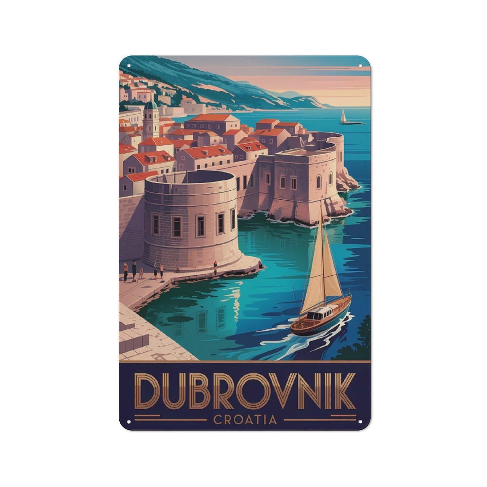 Smart Dubrovnik, Croatia Vintage Travel Office Metal Sign 30x20cm, Creative Space Decor for Home Office, Reading Corner Or Bedroom