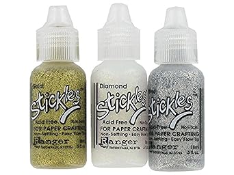 Stickles Glitter Glue Bundle of 3 Colors | Silver, Diamond, and Gold | Craft Glitter Glues
