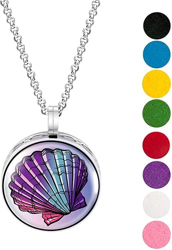 Miniatura 9 de Wild Essentials - Juego de collar difusor de aceites esenciales con acabado esmaltado de loto azul, incluye colgante de aromaterapia, cadena de