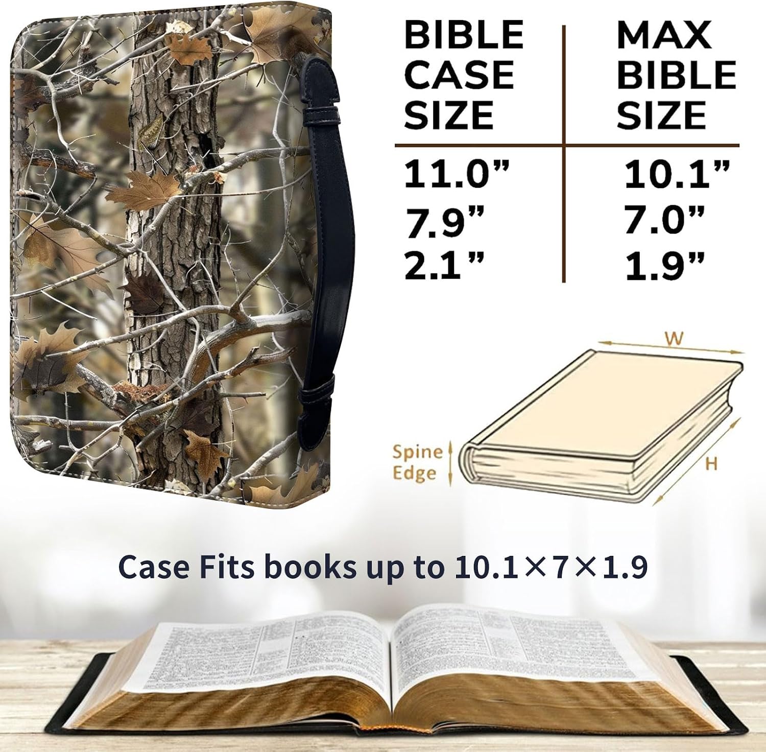 PU Leather Bible Cover Case for Women and Men, Forest Camouflage Bible Bag for Men, Large Bible Bags for Women, Church Book Carrying Case
