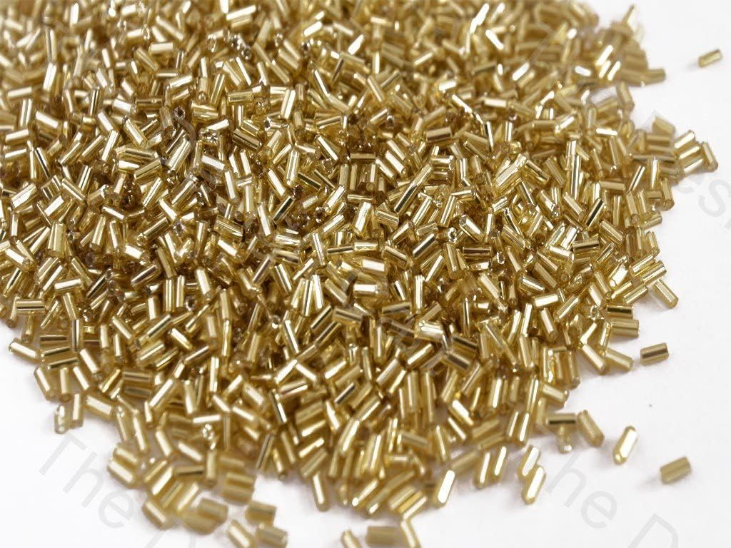 The Design Cart Silverline Golden Pipe Beads/Bugle Beads/Glass Beads (4.5 mm, 100 Grams) Standard Quality, for ? Jewellery Making, Beading, Embroidery, Art and Craft