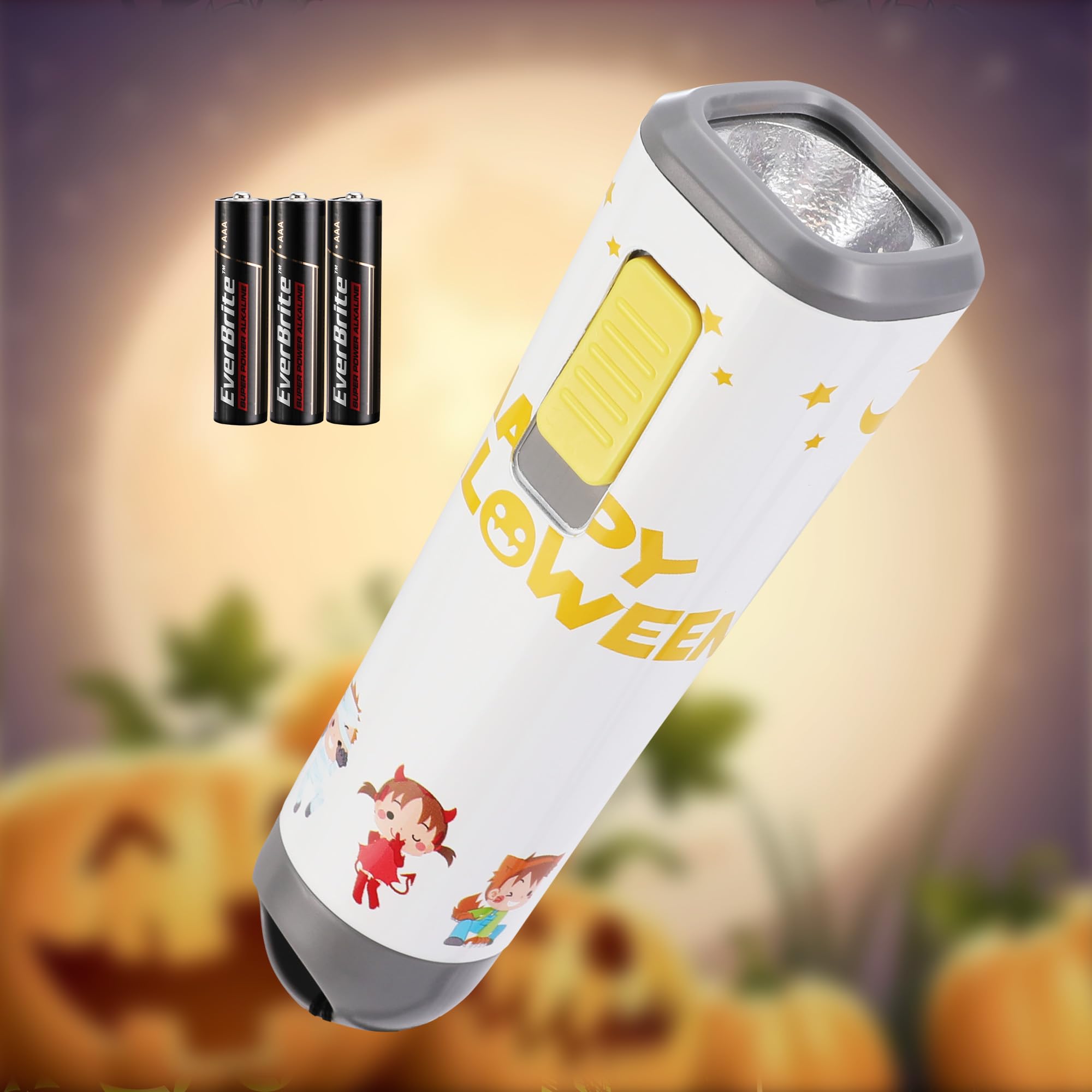 EverBrite Halloween Torcia per bambini con cavo Bianco, piccola torcia a LED per bambini 1W con 3 batterie AAA, regali di Halloween per bambini