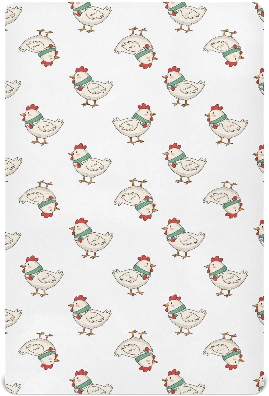 Rooster Scarf White Baby Crib Sheet Soft and Breathable Crib Mattress Protector for Standard Crib Mattress Topper for Infant Newborn Boys Girls