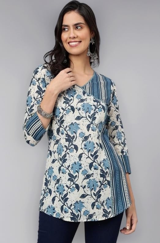Women's Casual Ethnic 3/4 Sleeve Printed Tunic