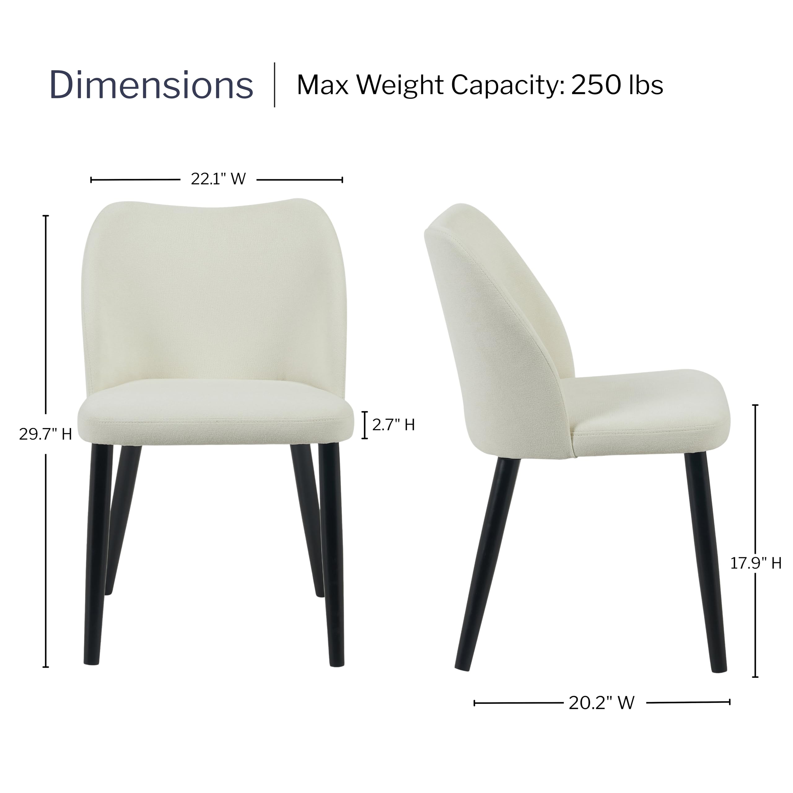 Aykah Capri Dining Chairs Set of 2, Modern Upholstered Dining Room Kitchen Side Chair with Metal Legs, Space Saving, Easy to Assemble (Pistachio Cream, Pistachio Cream) — view 2