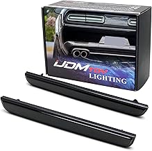 iJDMTOY Blackout Smoked Lens Rear Bumper Reflector Lenses Compatible With 2015-up Dodge Challenger, OE-Spec LH RH Assembly